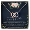 To My Mom Interlocking Hearts Necklace Message Card