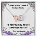 Necklace From Daughter Badass Mama Gift For Mother Gift Idea Best Mom Ever Interlocking Hearts Necklace