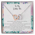 Little Sis I Will Always Be Here For You - Locked Hearts Necklace Interlocking Hearts Necklace