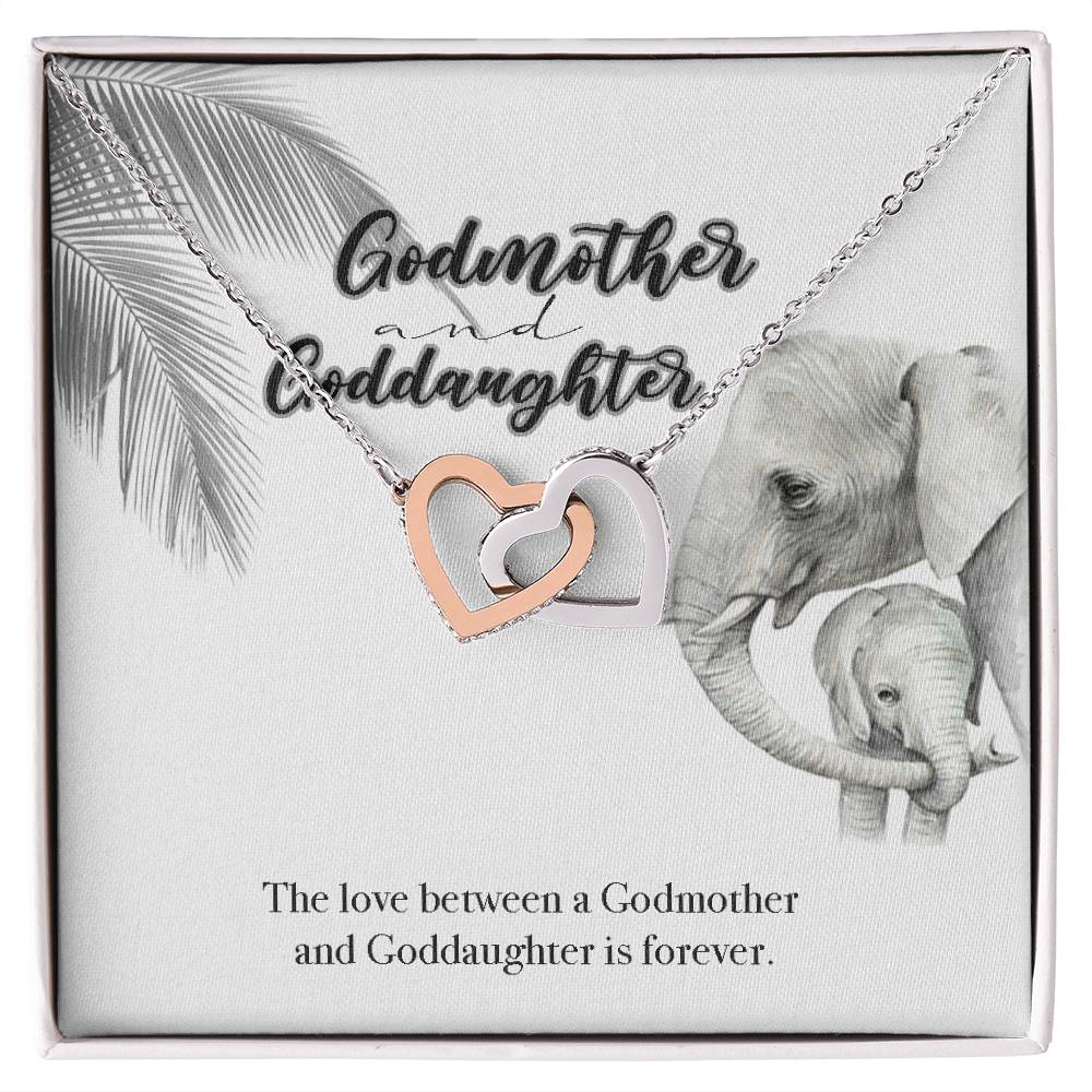 Godmother Goddaughter Gift Necklace Emotional Message Card Cute Elephant Interlocking Hearts Necklace