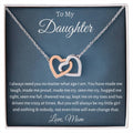 To My Daughter - Always Be My Little Girl - Heart Necklace Interlocking Hearts Necklace