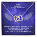 Hot Sagittarius Wife Interlocked Hearts Necklace With Personal Message Cadr And Jewelry Box. Interlocking Hearts Necklace