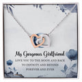 My Gorgeous Girlfriend Interlocking Hearts Necklace Message Card