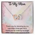 To My Mom Interlocking Hearts Necklace Message Card