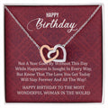 Happy Birthday To The Most Wonderful Woman In The World Interlocking Hearts Necklace