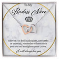 To My Badass Niece Interlocking Hearts Necklace