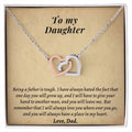 Gift For Daughter From Dad - I Will Always Love You Where Ever You Go Interlocking Hearts Necklace