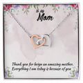 Thank You For Beign An Amazing Mother Interlocking Hearts Necklace