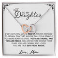 To My Daughter - Unique Interlocking Hearts Binding Necklace Gift Set Interlocking Hearts Necklace