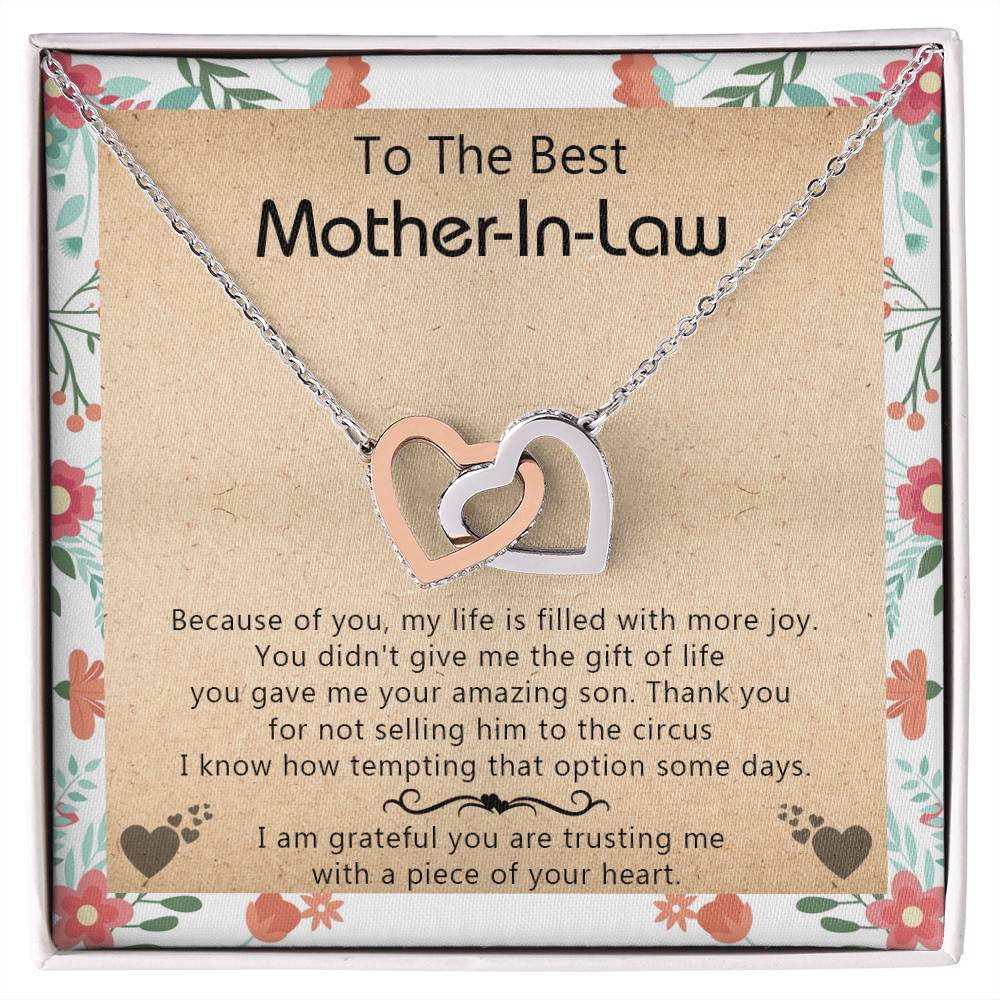 Gift For Mother-In-Law - My Life Is Filled With More Joy - Interlocking Interlocking Hearts Necklace