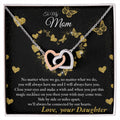 Connected By Our Hearts - To My Mom Joined Hearts Necklace Interlocking Hearts Necklace