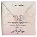 To My Sister Interlocking Hearts Necklace