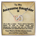 Awesome Daughter Linked Hearts Necklace Gift From Mom Interlocking Hearts Necklace