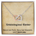 Unbiological Sister Necklace - Gift For Best Friend Interlocking Hearts Necklace