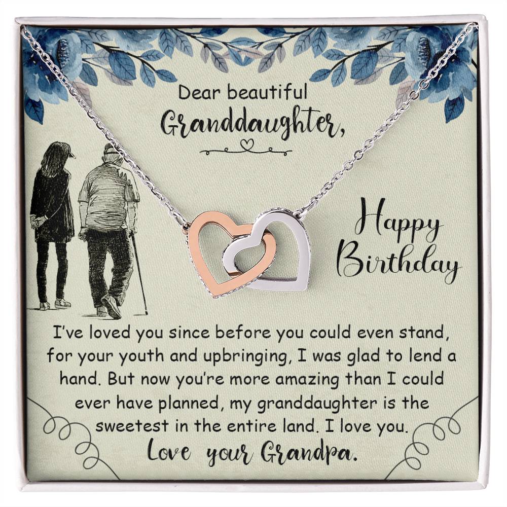 Dear Beautiful Granddaughter Interlocking Hearts Necklace