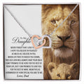 To My Daughter - This Old Lion Will Always Have Your Back Interlocking Hearts Necklace