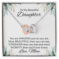 To My Daughter Necklace Gift From Mom Mothers Day Gift For Daughter From Mother Sentimental Jewelry Gifts For Daughter From Mom Interlocking Hearts Necklace