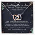 To My Granddaughter-In-Law Interlocking Hearts Necklace Message Card