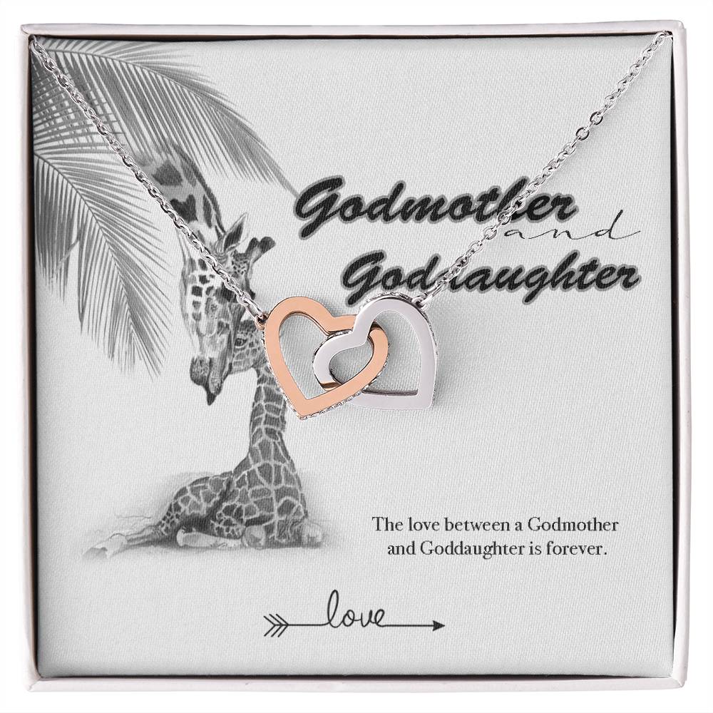 Godmother Goddaughter Gift Necklace Emotional Message Card Cute Giraffe Interlocking Hearts Necklace