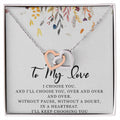 To My Love Interlocking Hearts Necklace Message Card