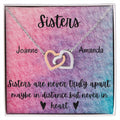 Sisters - Interlocking Necklace - Rainbow Background - Personalized Interlocking Hearts Necklace
