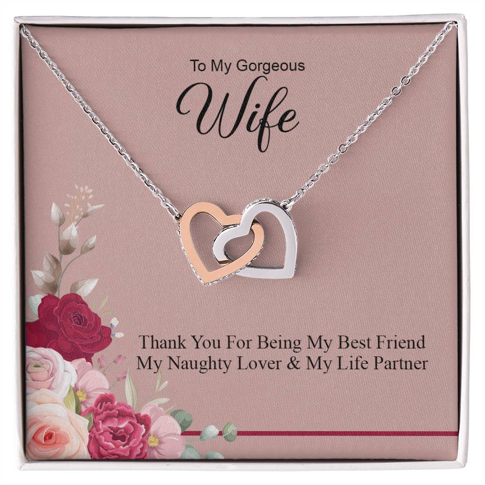 To My Wonderful Wife Love From Soulmate Love For Partner Interlocking Hearts Necklace