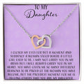 To My Daughter I Close My Eyes For A Moment - Purple Interlocking Hearts Necklace