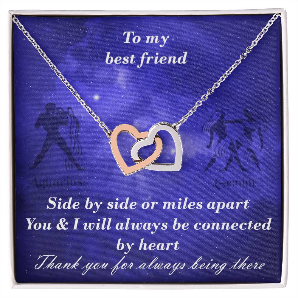Aquarius To Gemini Best Friend Interlocked Hearts Necklace Interlocking Hearts Necklace