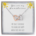 You Are My Sunshine Interlocking Hearts Necklace