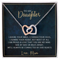 To My Daughter - Unique Heart Bonding Necklace Gift Set Interlocking Hearts Necklace