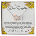 To My Bonus Daughter Family Isn'T Always Blood Interlocking Hearts Necklace