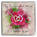 Interlocking Hearts Necklace – Red Rose Message Card