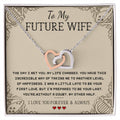 To My Future Wife - I Love You Interlocking Hearts Necklace