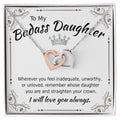 To My Badass Daughter - Interlocking Heart Necklace Interlocking Hearts Necklace