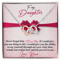 To My Daughter - I Love You - Love Mom Interlocking Hearts Necklace