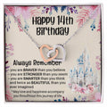 Happy 14Th Birthday Necklace Gift For Daughter Gift For 14 Years Old Teen 14 Year Old Birthday Girl Custom Card Interlocking Hearts Necklace