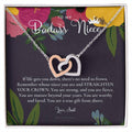 To My Badass Niece Straighten Your Crown Necklace Aunt Niece Necklace Niece Birthday Gift Niece Graduation Gift Interlocking Hearts Necklace