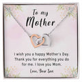 'Thank You For Everything You Do' Necklace Plus Message Card - Amazing Mother'S Day Gift Idea From Son Interlocking Hearts Necklace