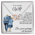 To My Amazing Wife - Love Your Grumpy Old Husband - Necklace Interlocking Hearts Necklace