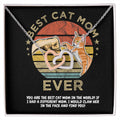 Best Cat Mom Ever Happy Mother'S Day Fist Bump Interlocking Hearts Necklace