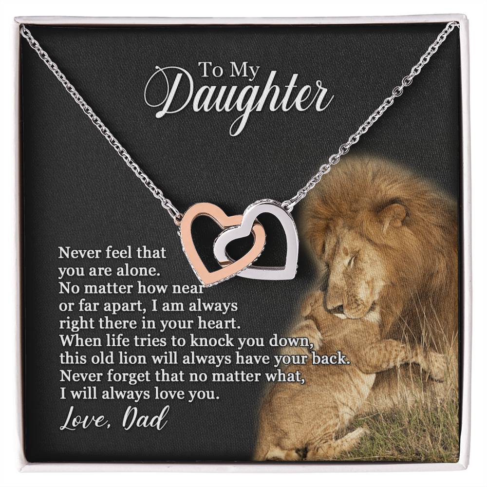 To My Daughter - I Will Always Love You - Necklace Interlocking Hearts Necklace