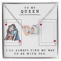 To My Queen I'Ll Always Find My Way To Be With You Best Gift For Soulmate Unique Necklace Gifts For Future Wife Interlocking Hearts Necklace