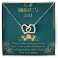 To My Unbiological Sister Interlocking Hearts Necklace Message Card