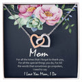 Love You Mom Blue With Hearts Interlocking Hearts Necklace