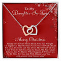 To My Daughter-In-Law Merry Christmas - Life Has Given Me The Gift Of You - Hearts Necklace Interlocking Hearts Necklace