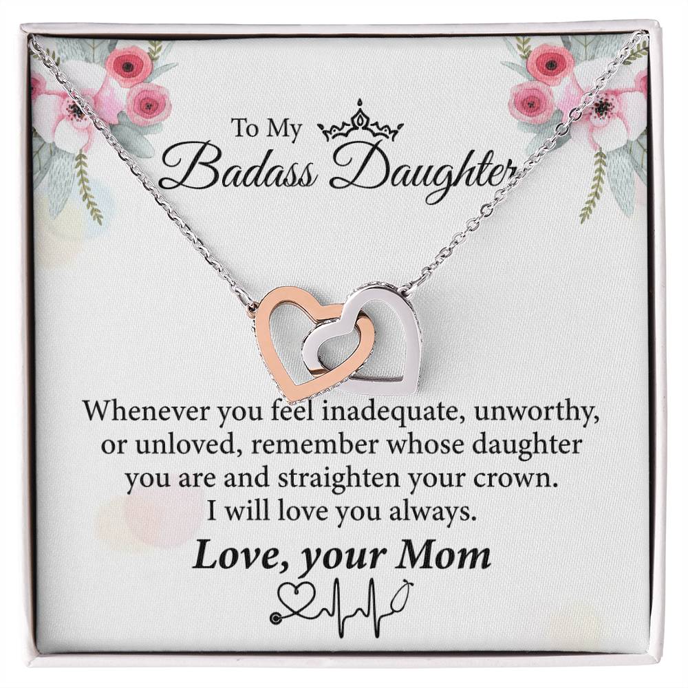 To My Badass Daughter Necklace From Mom👩‍⚕️ Interlocking Hearts Necklace