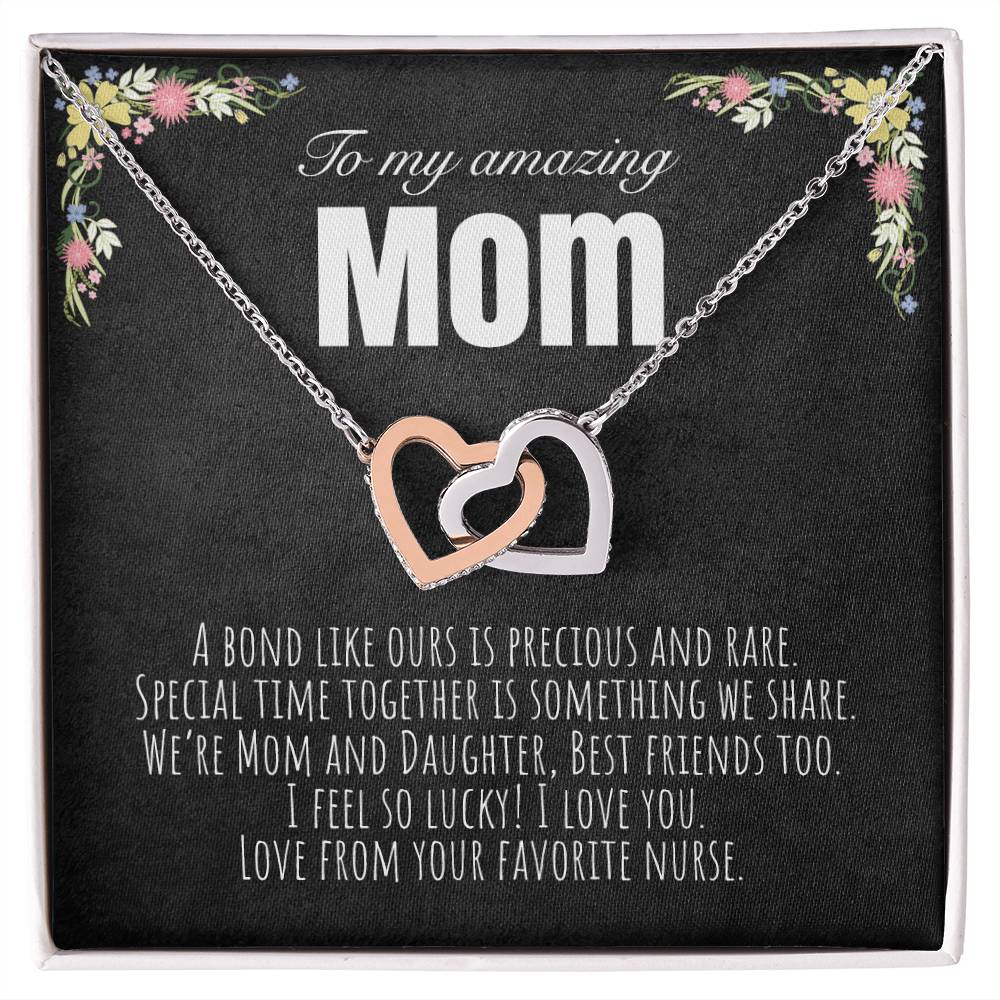 To My Mom - From Your Favorite Nurse Interlocking Hearts Necklace