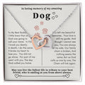 Dog Memorial In Loving Memory Necklace Set Message Card Jewelry Box Interlocking Hearts Necklace