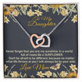 Mom To Daughter Necklace Be A Sunflower Gift Interlocking Hearts Necklace