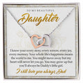 To My Beautiful Daughter You'Ll Always Be Daddy'S Little Girl Interlocking Hearts Necklace